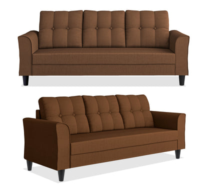Adorn India Maddox Tufted 3+2 5 Seater Sofa Set (Brown) (3 Year Warranty)