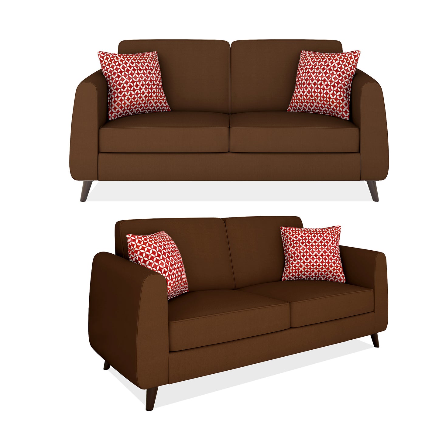 Adorn India Harlem 6 Seater 3+2+1 Fabric Sofa Set (Brown) (3 Year Warranty)