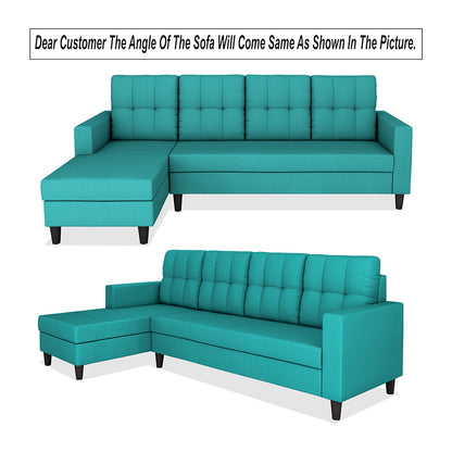 Adorn India Darcy L Shape 6 Seater Sofa Set (LHS) (Aqua Blue) (3 Year Warranty)