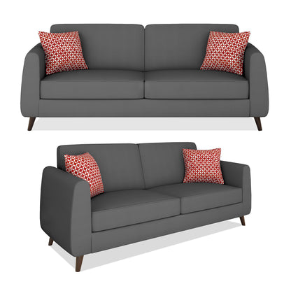 Adorn India Harlem 5 Seater 3+2 Fabric Sofa Set (Grey) (3 Year Warranty)