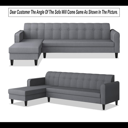 Adorn India Rio Elegant L Shape 6 Seater Sofa Set (Lhs) (Grey) (3 Year Warranty)