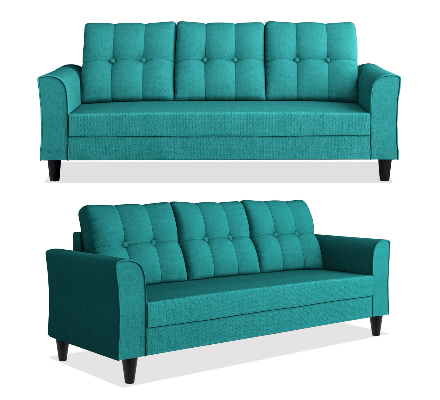 Adorn India Maddox Tufted 5 Seater 3+2 Sofa Set (Aqua Blue) (3 Year Warranty)