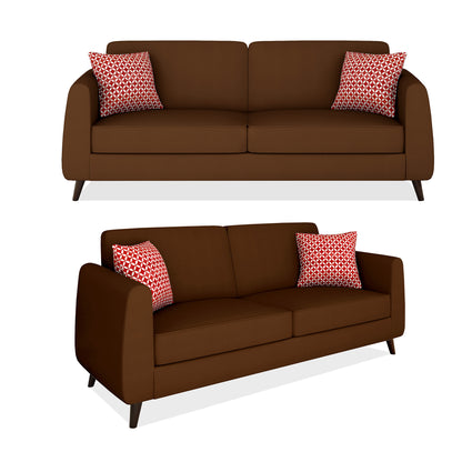 Adorn India Harlem 5 Seater 3+2 Fabric Sofa Set (Brown) (3 Year Warranty)