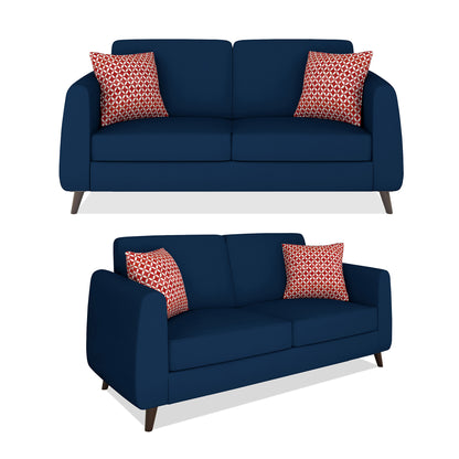 Adorn India Harlem 5 Seater 3+2 Fabric Sofa Set (Blue) (3 Year Warranty)