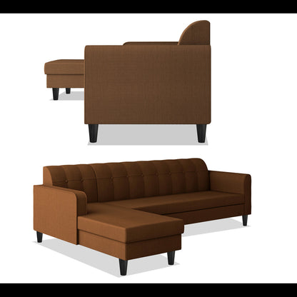 Adorn India Rio Elegant L Shape 6 Seater Sofa Set (Lhs) (Brown) (3 Year Warranty)