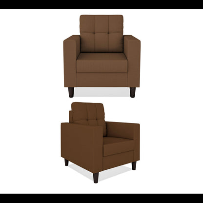 Adorn India Darcy 3+1+1 5 Seater Sofa Set (Brown) (3 Year Warranty)