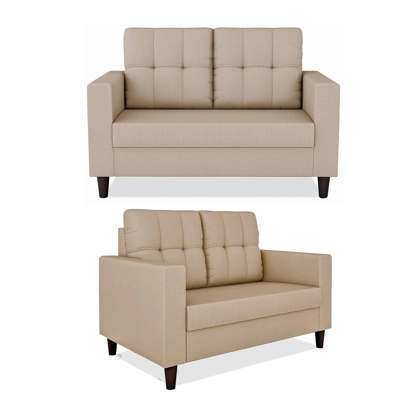 Adorn India Darcy 3+2 5 Seater Sofa Set (Beige) (3 Year Warranty)