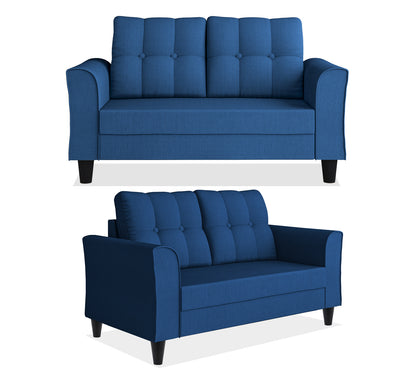 Adorn India Maddox Tufted 5 Seater 3+2 Sofa Set (Blue) (3 Year Warranty)