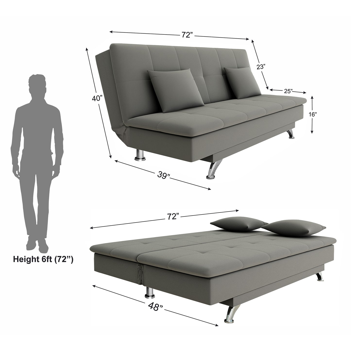 Adorn India A New Aspen 3 Seater Sofa Cum Bed 4X6