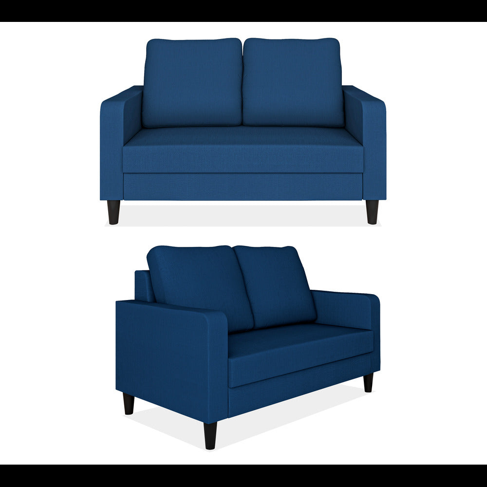 Adorn India Chandler Decent 3+2 5 Seater Sofa Set (Blue) (3 Year Warranty)