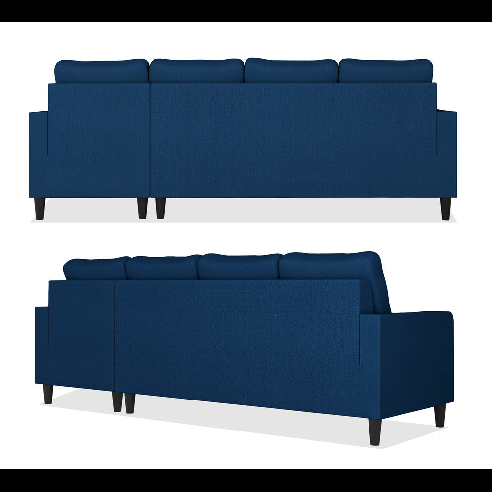 Adorn India Chandler Plain L Shape 6 Seater Sofa Set RHS (Blue) (3 Year Warranty)