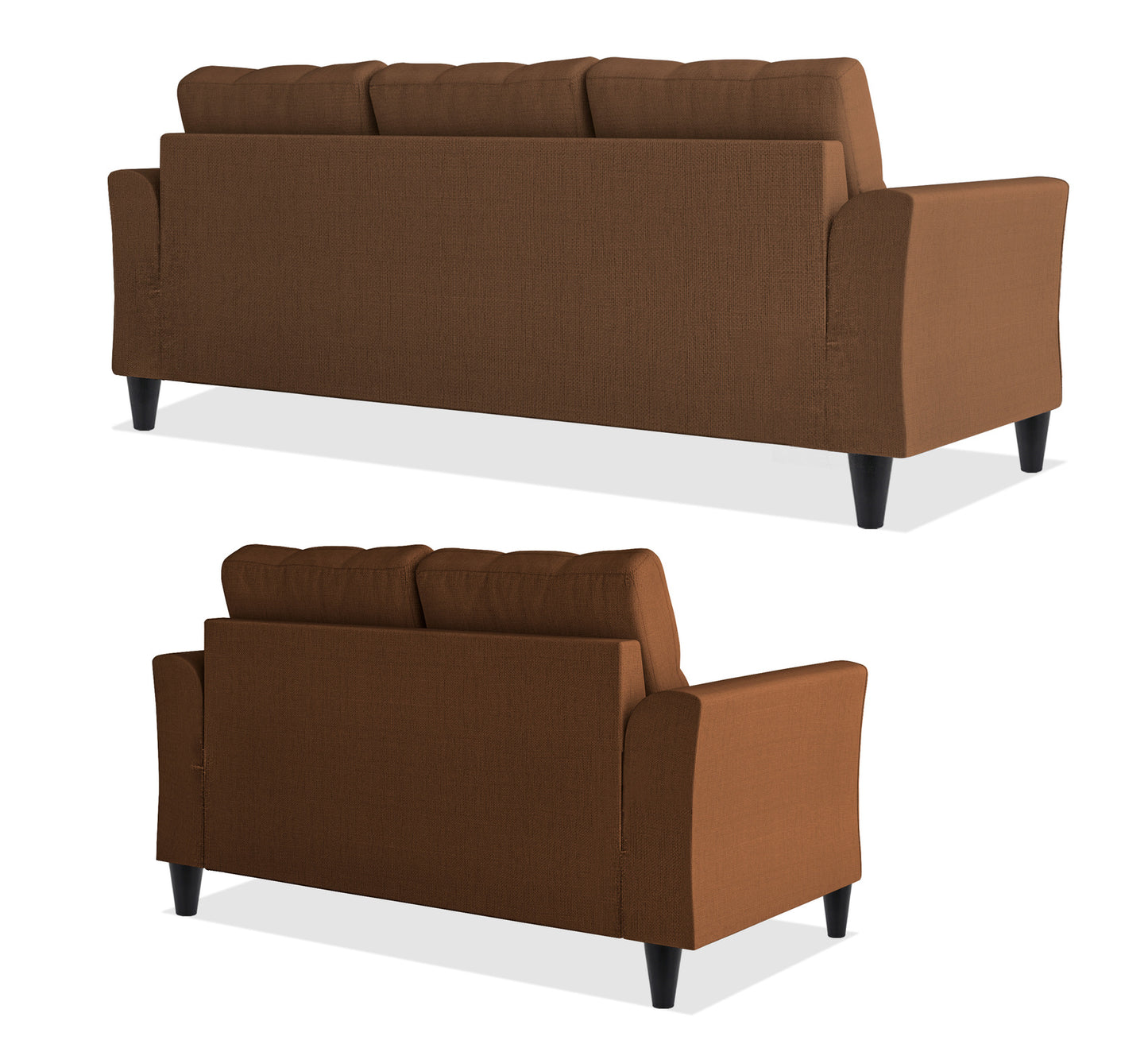 Adorn India Maddox Tufted 3+2 5 Seater Sofa Set (Brown) (3 Year Warranty)