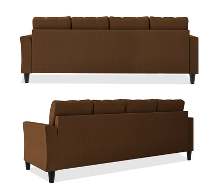 Adorn India Maddox Tufted L Shape 5 Seater Sofa Set LHS (Brown) (3 Year Warranty)