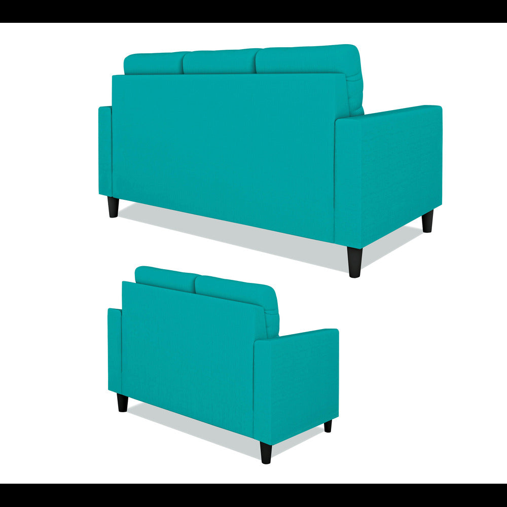 Adorn India Darcy 3+2 5 Seater Sofa Set (Aqua Blue) (3 Year Warranty)