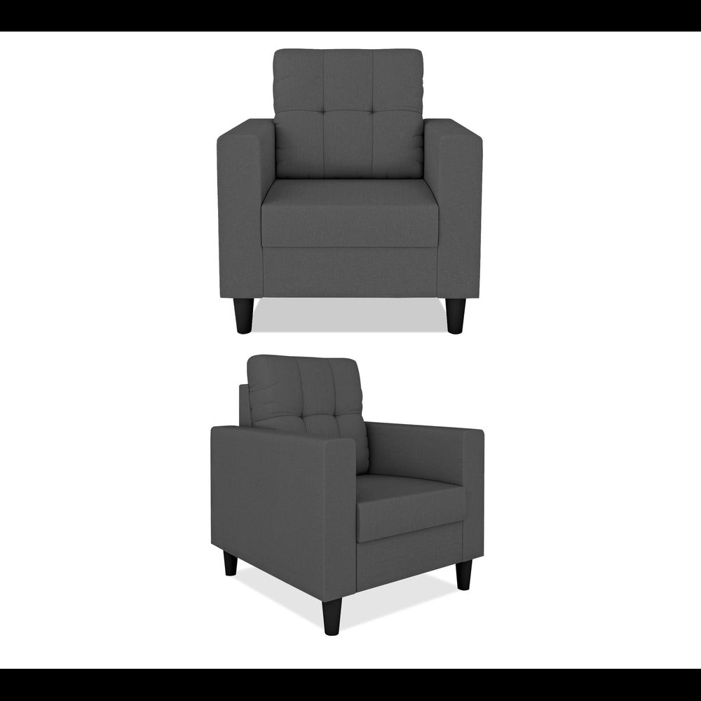 Adorn India Darcy 3+1+1 5 Seater Sofa Set (Grey) (3 Year Warranty)