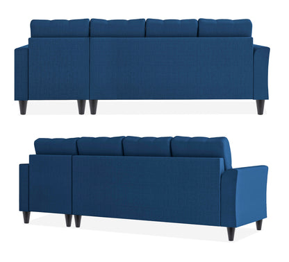Adorn India Maddox Tufted L Shape 6 Seater Sofa Set RHS (Blue) (3 Year Warranty)