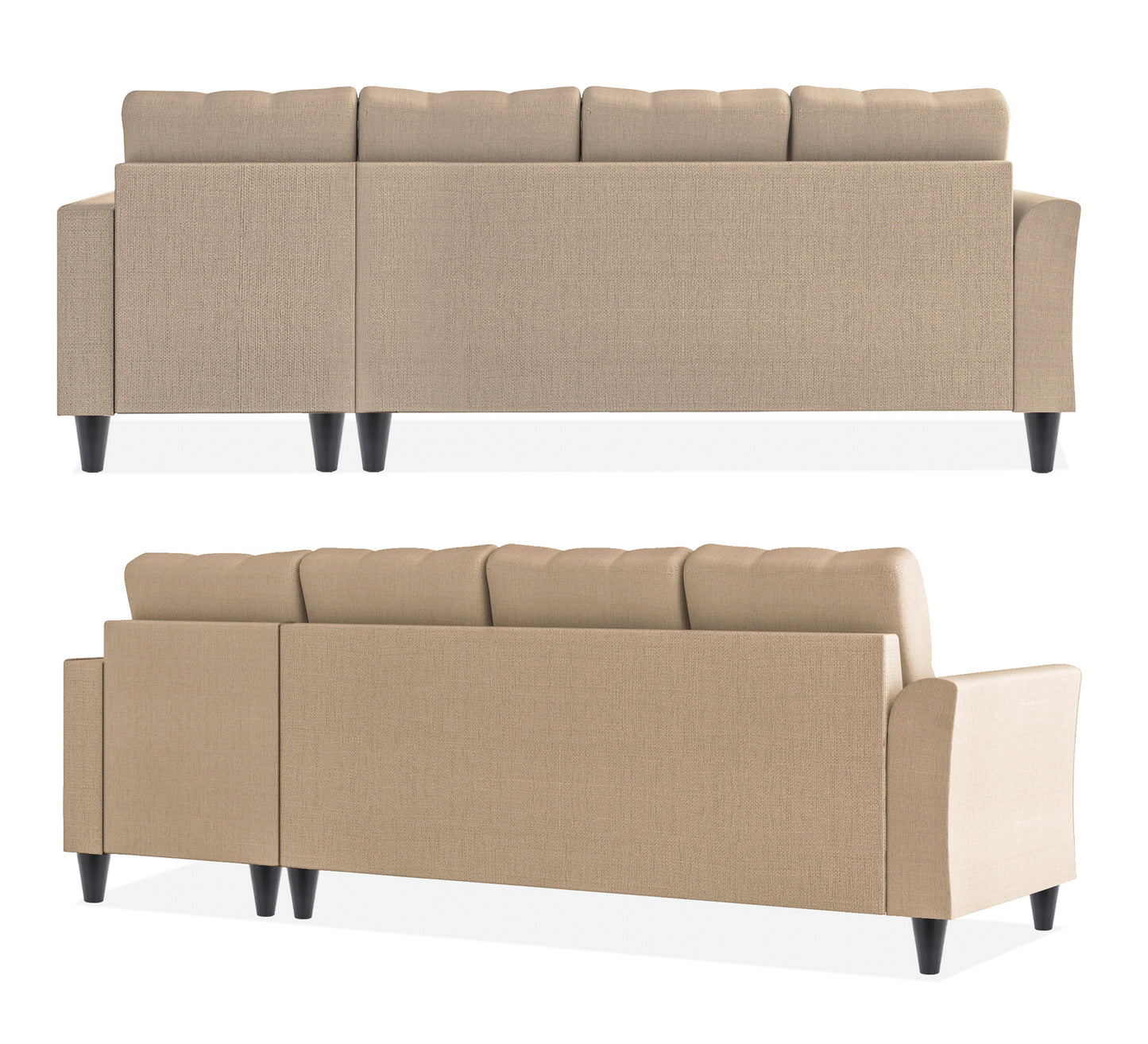Adorn India Maddox Tufted L Shape 6 Seater Sofa Set RHS (Beige) (3 Year Warranty)
