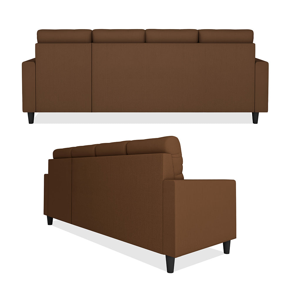 Adorn India Darcy L Shape 6 Seater Sofa Set (RHS) (Brown) (3 Year Warranty)