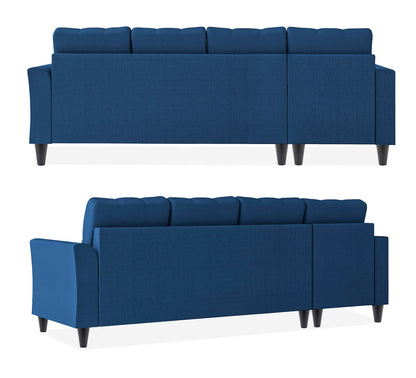 Adorn India Maddox Tufted L Shape 6 Seater Sofa Set Lhs (Blue) (3 Year Warranty)