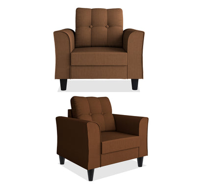 Adorn India Maddox Tufted 3+2+1 6 Seater Sofa Set (Brown) (3 Year Warranty)