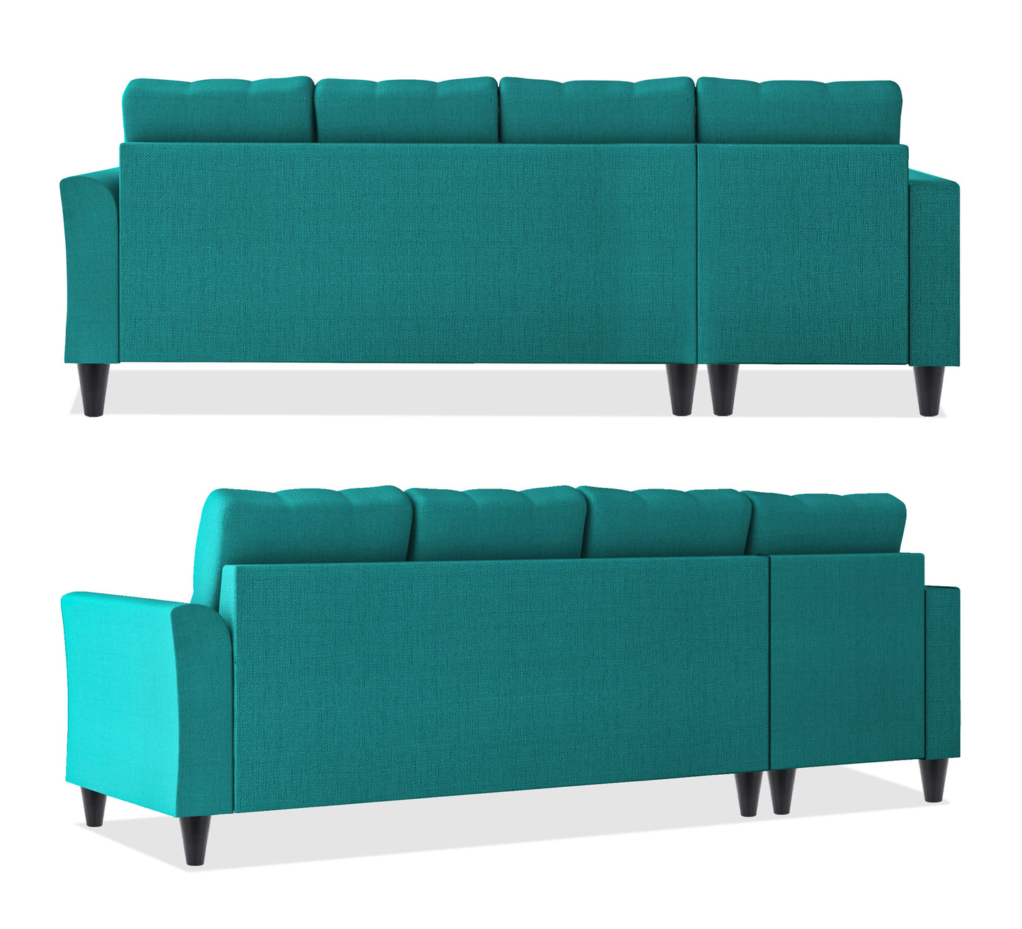 Adorn India Maddox Tufted L Shape 6 Seater Sofa Set LHS (Aqua Blue) (3 Year Warranty)