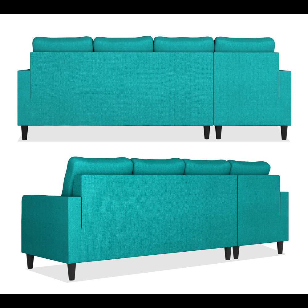 Adorn India Chandler Plain L Shape 6 Seater Sofa Set Lhs (Aqua Blue) (3 Year Warranty)