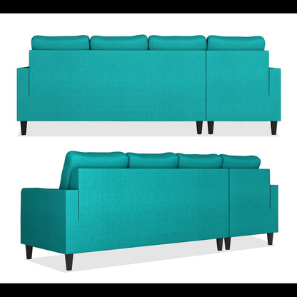 Adorn India Chandler Plain L Shape 6 Seater Sofa Set Lhs (Aqua Blue) (3 Year Warranty)