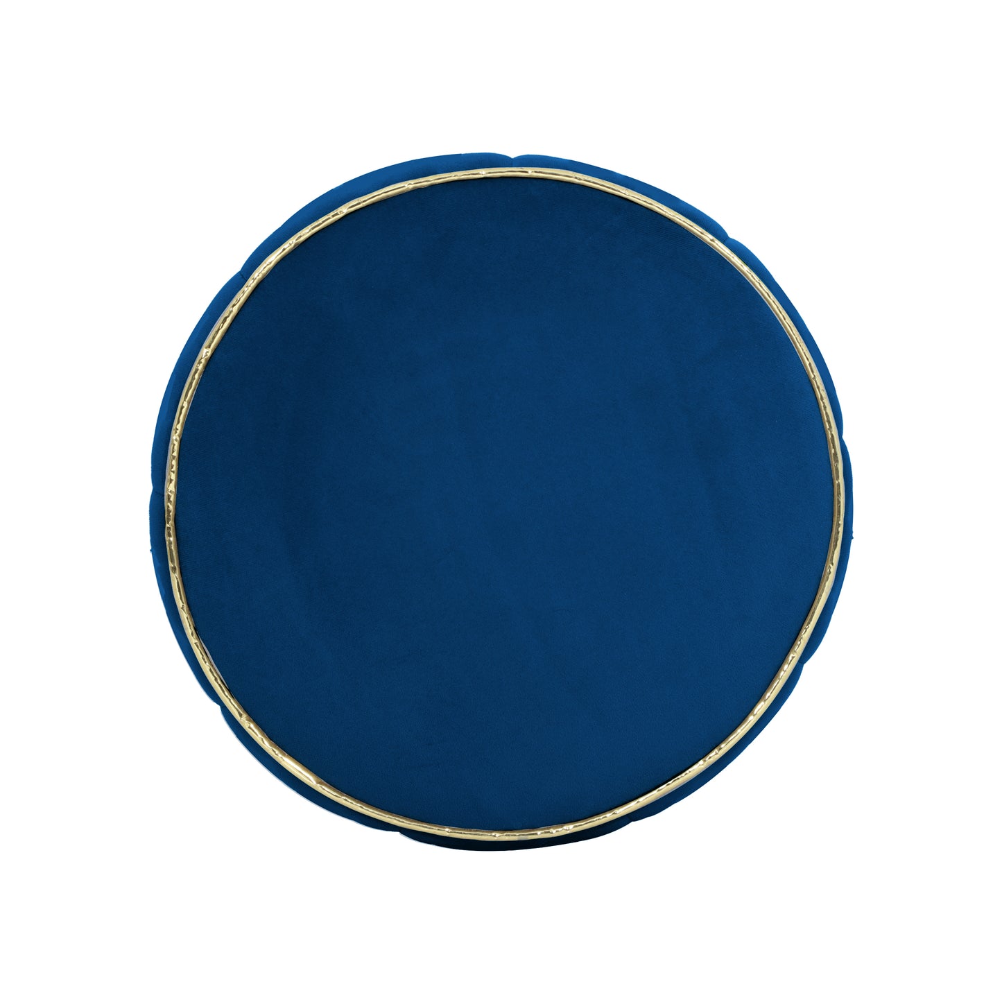Adorn India Macolm Round 1 Seater Ottoman Pouffe Tufted Pattern with Velvet Suede Fabric (Blue)