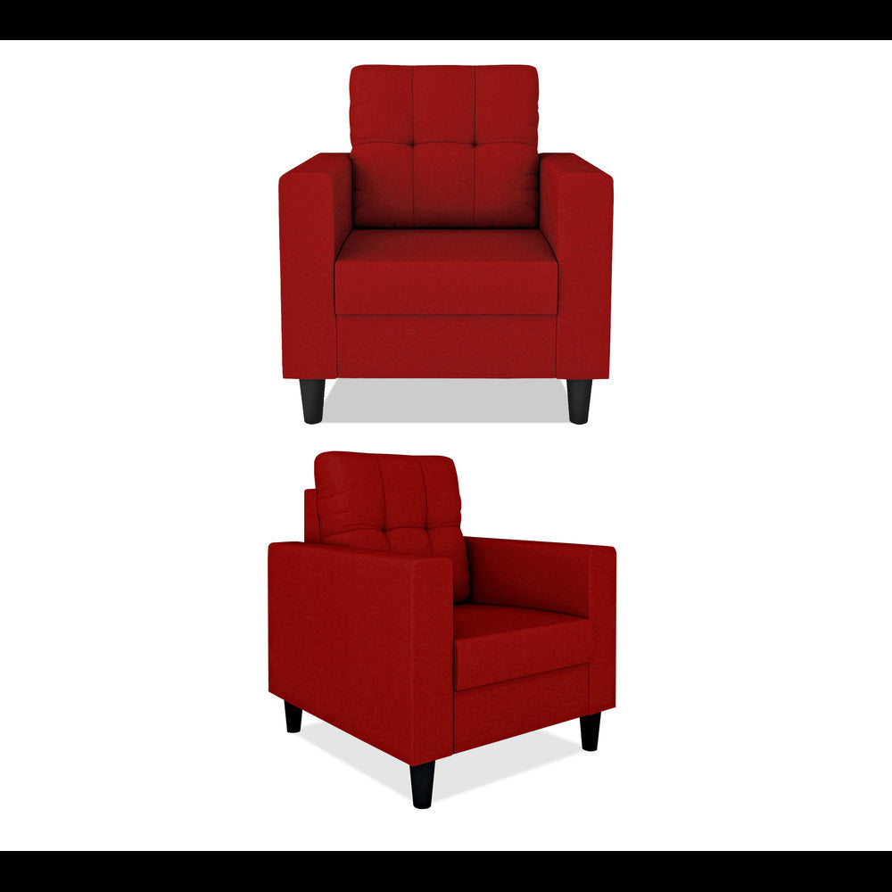 Adorn India Darcy 3+1+1 5 Seater Sofa Set (Red) (3 Year Warranty)
