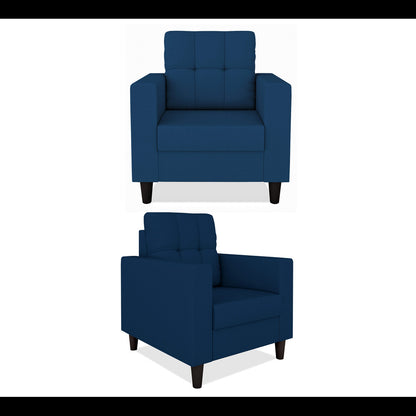Adorn India Darcy 3+1+1 5 Seater Sofa Set (Blue) (3 Year Warranty)