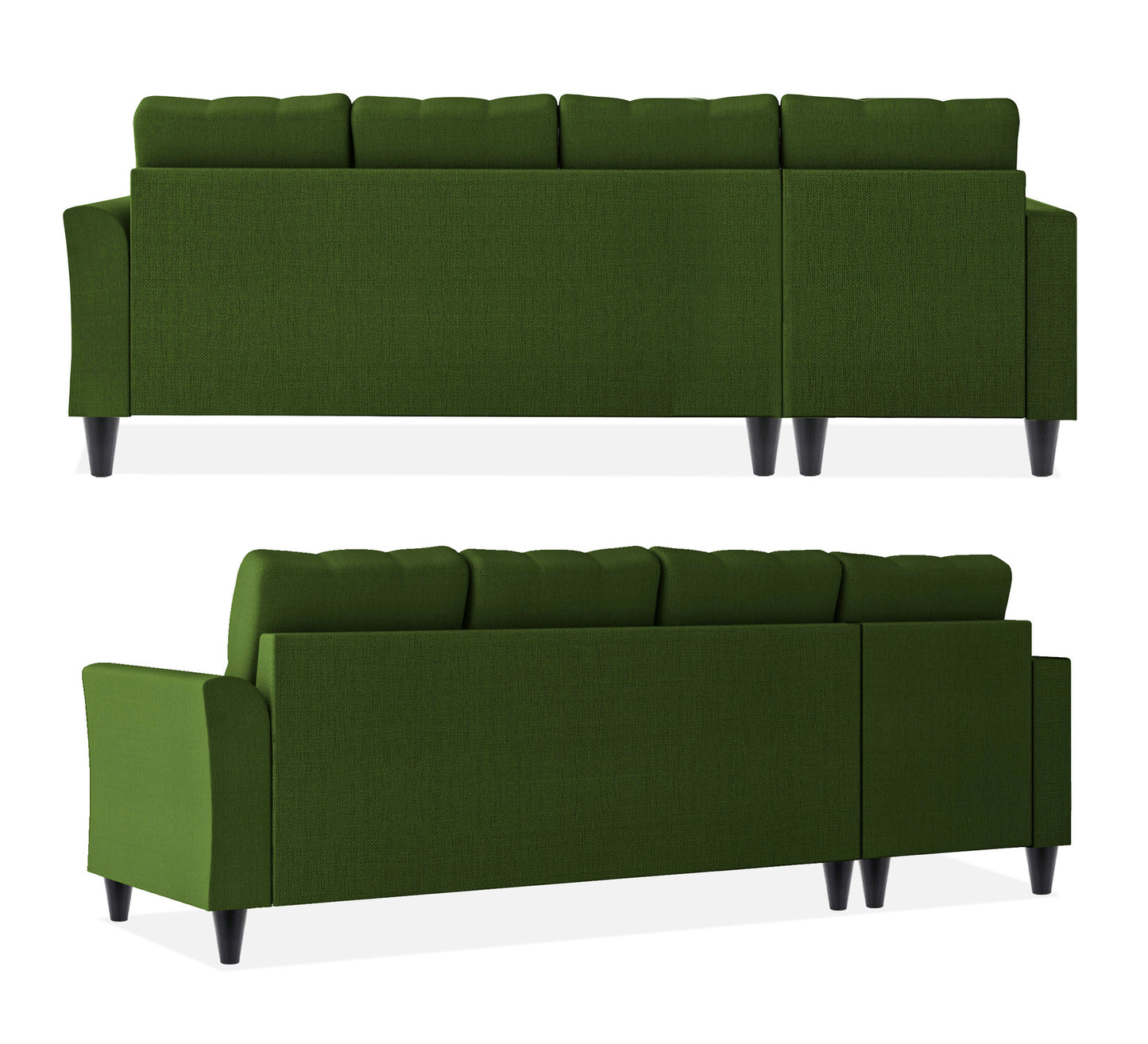 Adorn India Maddox Tufted L Shape 6 Seater Sofa Set LHS (Green) (3 Year Warranty)