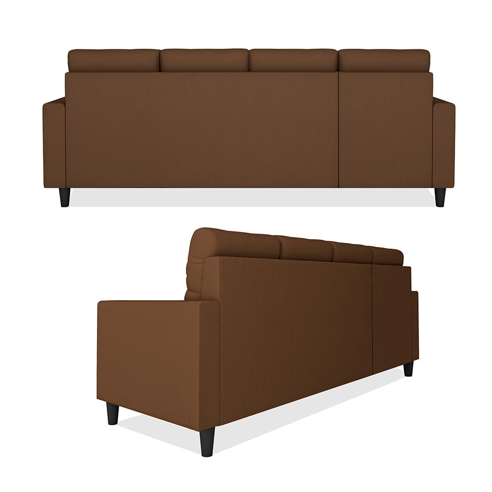 Adorn India Darcy L Shape 6 Seater Sofa Set (LHS) (Brown) (3 Year Warranty)