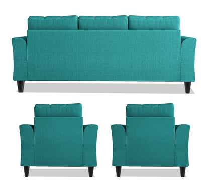 Adorn India Maddox Tufted 3-1-1 5 Seater Wood Sofa Set (Aqua Blue) (3 Year Warranty)