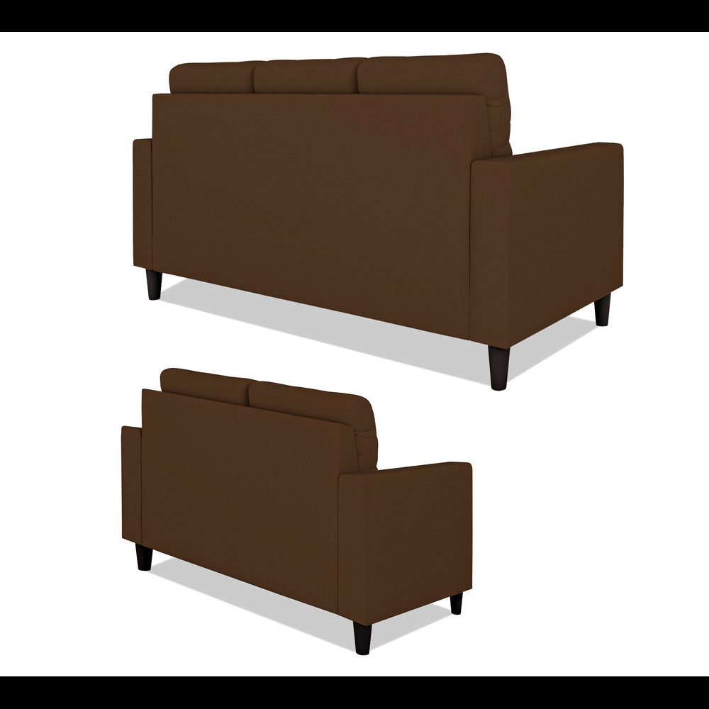 Adorn India Darcy 3+2 5 Seater Sofa Set (Brown) (3 Year Warranty)