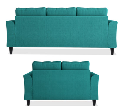 Adorn India Maddox Tufted 5 Seater 3+2 Sofa Set (Aqua Blue) (3 Year Warranty)