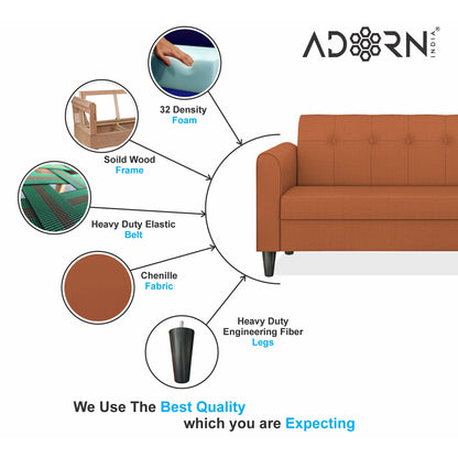Adorn India Wood Rio Elegant 3+1+1 5 Seater Sofa Set (3 Year Warranty)
