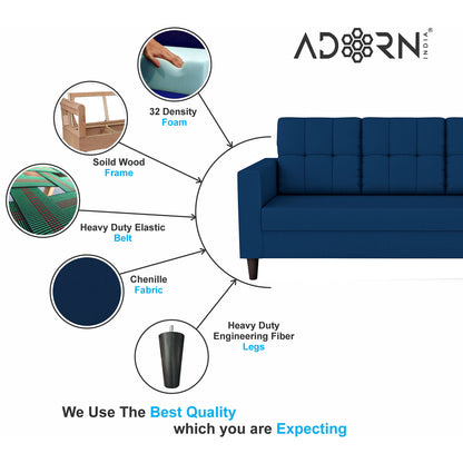Adorn India Darcy 3 Seater Sofa (Beige) (3 Year Warranty)