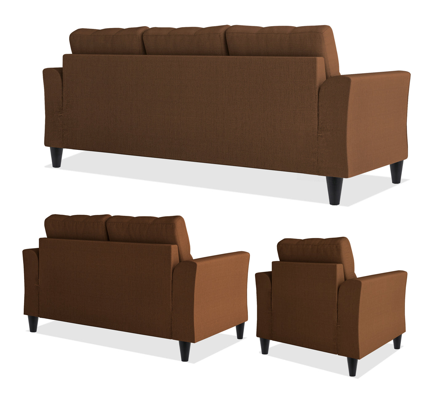 Adorn India Maddox Tufted 3+2+1 6 Seater Sofa Set (Brown) (3 Year Warranty)