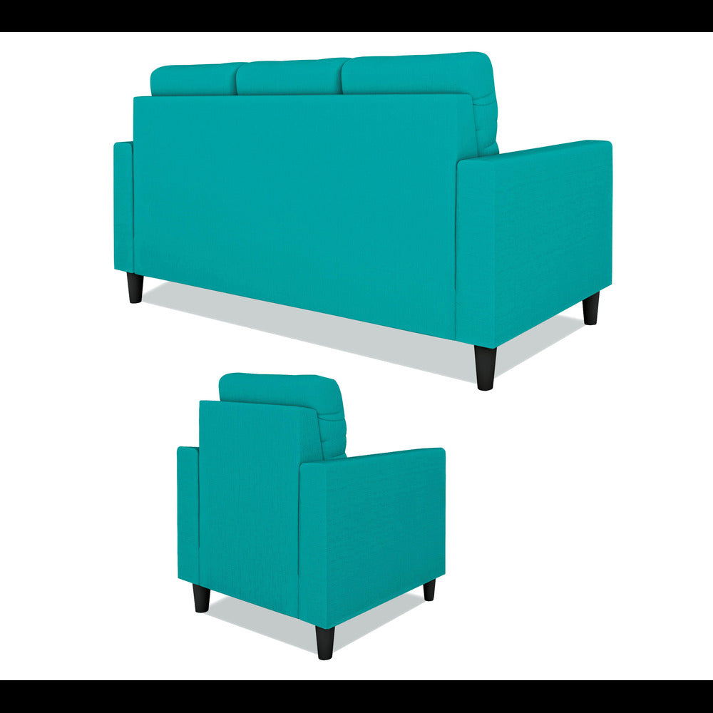 Adorn India Darcy 3+1+1 5 Seater Sofa Set (Aqua Blue) (3 Year Warranty)