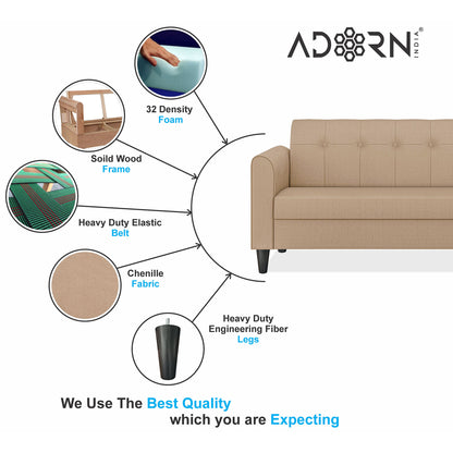 Adorn India Wood Rio Elegant 3+1+1 5 Seater Sofa Set (3 Year Warranty)
