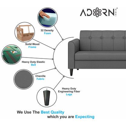 Adorn India Wood Rio Elegant 3+1+1 5 Seater Sofa Set (3 Year Warranty)