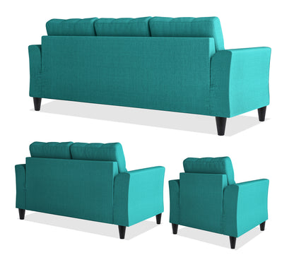 Adorn India Maddox Tufted 3+2+1 6 Seater Sofa Set (Aqua Blue) (3 Year Warranty)