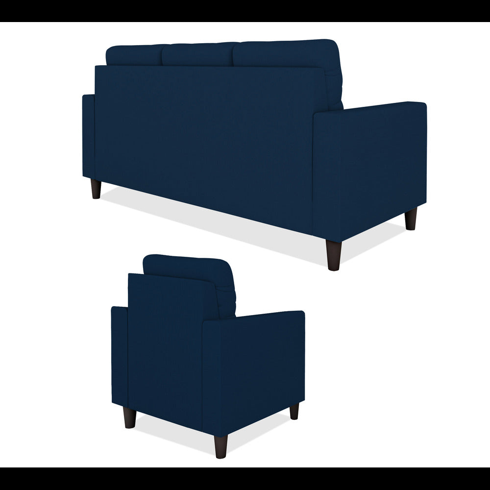 Adorn India Darcy 3+1+1 5 Seater Sofa Set (Blue) (3 Year Warranty)
