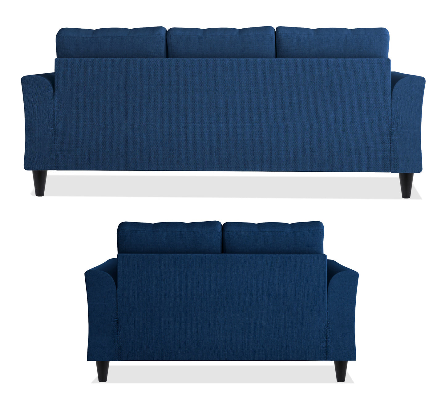 Adorn India Maddox Tufted 5 Seater 3+2 Sofa Set (Blue) (3 Year Warranty)