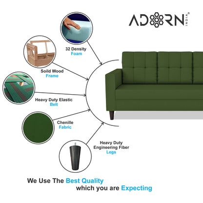 Adorn India Darcy 3+1+1 5 Seater Sofa Set (Beige) (3 Year Warranty)