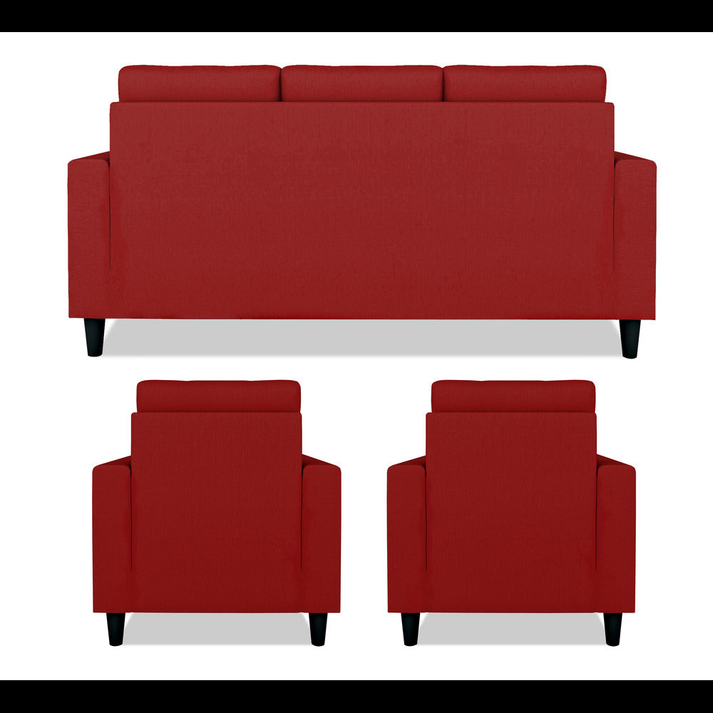 Adorn India Darcy 3+1+1 5 Seater Sofa Set (Red) (3 Year Warranty)