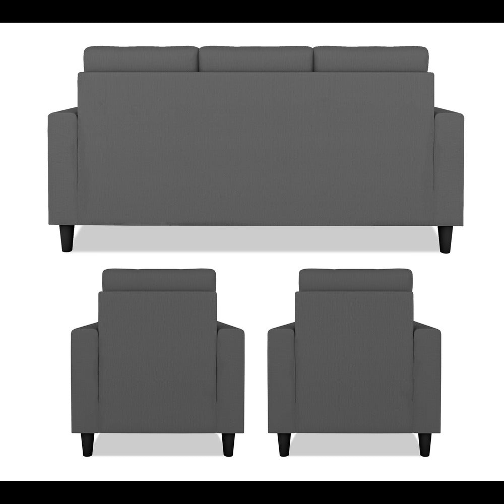 Adorn India Darcy 3+1+1 5 Seater Sofa Set (Grey) (3 Year Warranty)