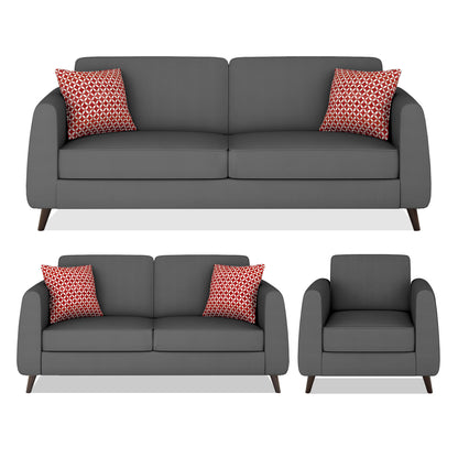 Adorn India Harlem 6 Seater 3+2+1 Fabric Sofa Set (Grey) (3 Year Warranty)