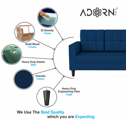 Adorn India Darcy 3+2 5 Seater Sofa Set (Beige) (3 Year Warranty)