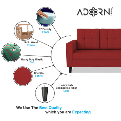 Adorn India Darcy 3+1+1 5 Seater Sofa Set (Beige) (3 Year Warranty)